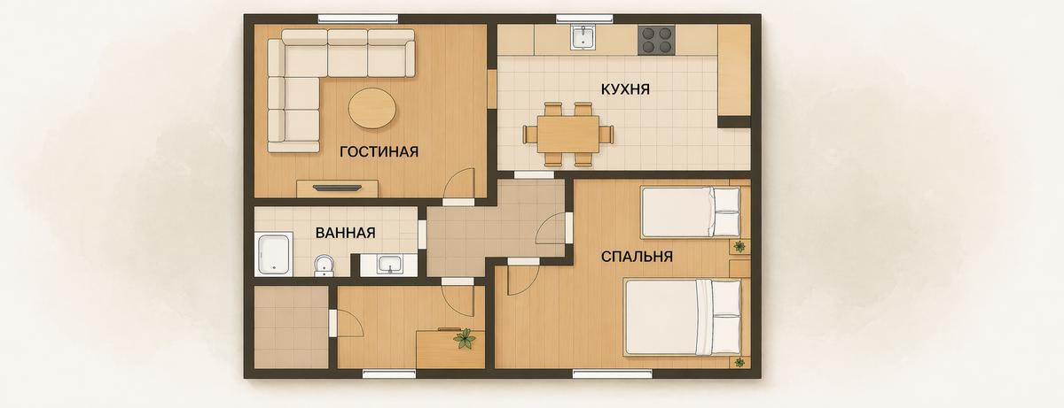 Размер и расположение комнат в доме